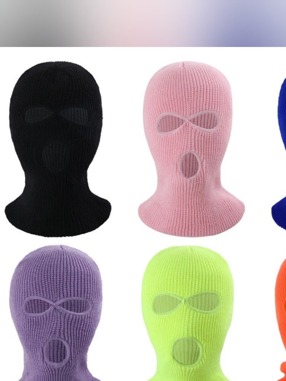 New 3 Hole Full Face Ski Mask Winter Cap Balaclava Beanie Hat Blue, Pink Orange